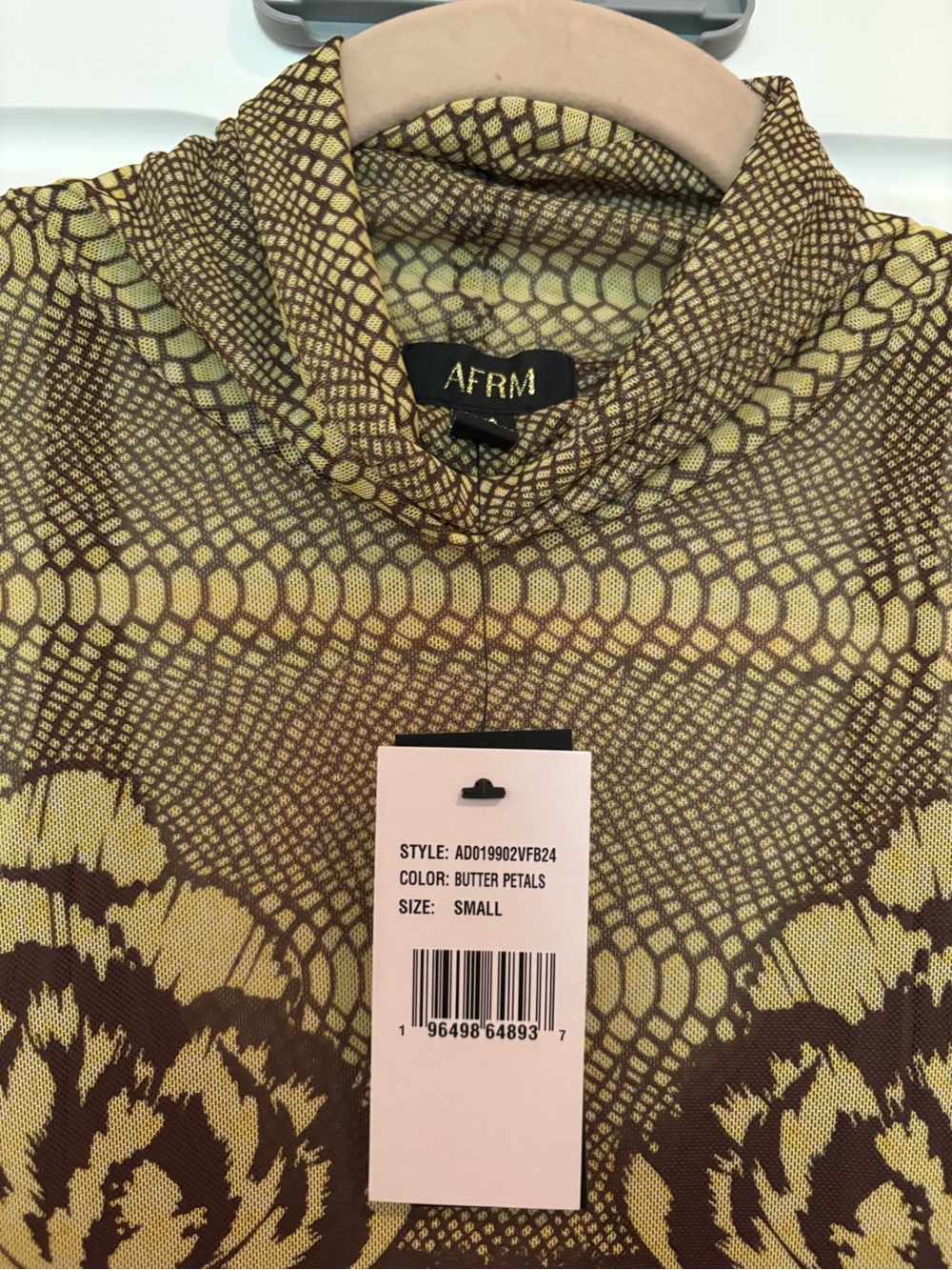 NWT AFRM Butter Yellow Long-Sleeve Mesh Midi Dress - Picture 5 of 5